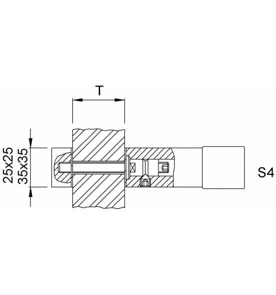 KWS 8B54 Türgriffbefestigung S4-M8, F.Glas, Ros.35x35 Mm 1 KWS 8B54 Türgriffbefestigung S4-M8, F.Glas, Ros.35x35 Mm