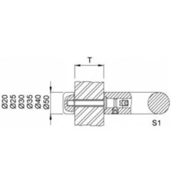 KWS 8B51 Türgriffbefestigung S1-M8, F.Holz, Ros.Ø 30 Mm