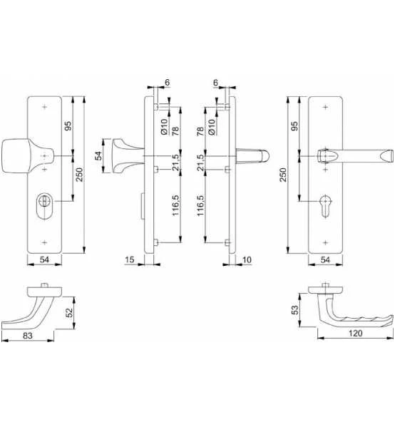 Hoppe HT-SI-Drückergarnitur, PZ, E92, VK10, 67-72, RH15, ALU, 113/2222ZA/2210, London, ZA, Eckig, F4 2 Hoppe HT-SI-Drückergarnitur, PZ, E92, VK10, 67-72, RH15, ALU, 113/2222ZA/2210, London, ZA, Eckig, F4 – Bild 2