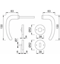 Hoppe WE.-Ros.Garnitur E58/42KV/42KVS/1301Z, PZ, F69 Edelstahl -Burgs Tienda schluesselrosette 104845 czm