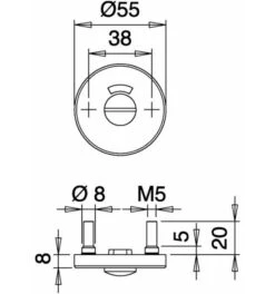 EDI Schlüsselrosetten-Paar 057 VA F00 Schildst.8mm WC Rd.EDI -Burgs Tienda schluesselrosette 1536035 czm