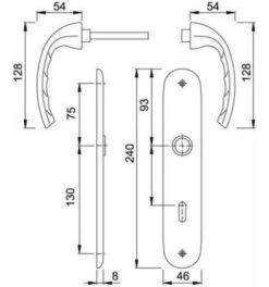 Hoppe ZT-Drückergarnitur, BB, E72VK8 Tôkyô Mit Langsch., Rückholf., ALU, F1 -Burgs Tienda tuerdruecker tuergriff tuerwechselgarnitur einzelteile 104844 czm