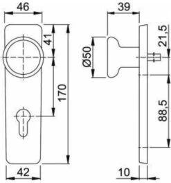 Hoppe Korr-Kurzschild Wechs.Grt54/227K/202KP/AP/113P PZ F2 -Burgs Tienda tuerdruecker tuergriff tuerwechselgarnitur einzelteile 104850 czm 1