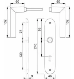 Hoppe ZT-Drückergarnitur, BB, E72VK8 Stockholm Mit Langsch., Rückholf., ALU, F1 -Burgs Tienda tuerdruecker tuergriff tuerwechselgarnitur einzelteile 116936 czm