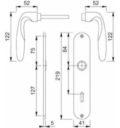 Hoppe ZT-Drückergarnitur, BB, E72, VK8, Verona, Mit Langsch., Mess., F71 -Burgs Tienda tuerdruecker tuergriff tuerwechselgarnitur einzelteile 116941 czm