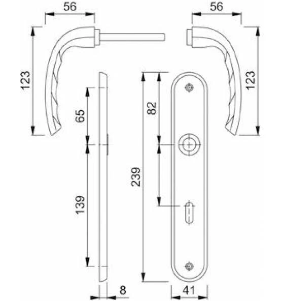 Hoppe ZT-Drückergarnitur, BB, E72, VK8, Tôkyô, Mit Langsch., Rückholf., Mess., F71 2 Hoppe ZT-Drückergarnitur, BB, E72, VK8, Tôkyô, Mit Langsch., Rückholf., Mess., F71 – Bild 2