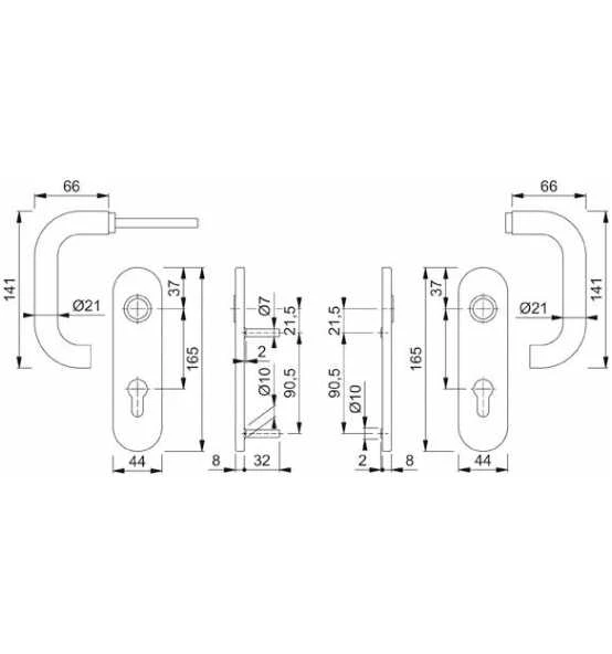 Hoppe ZT-Wechselgarnitur, PZ, E72, VK8, Paris, Mit Kurzsch., Stützn., EDSTA, F69 2 Hoppe ZT-Wechselgarnitur, PZ, E72, VK8, Paris, Mit Kurzsch., Stützn., EDSTA, F69 – Bild 2