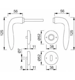 Hoppe ZT-Drückergarnitur, BB, VK8, Genova Mit Ros., Stützn., Rückholf., Mess., F45-R -Burgs Tienda tuerdruecker tuergriff tuerwechselgarnitur einzelteile 117083 czm