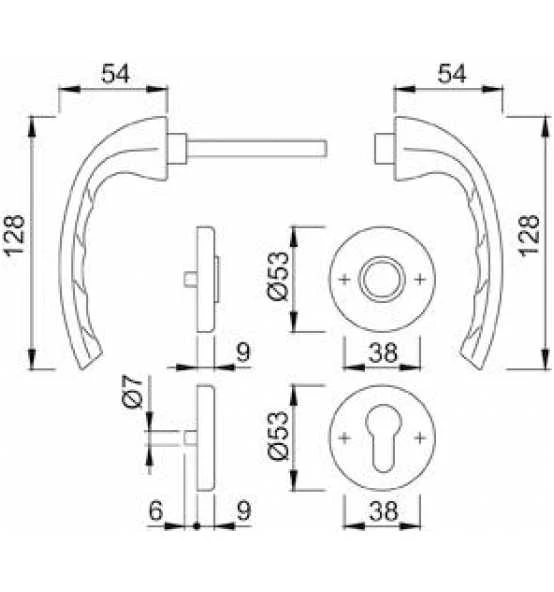 Hoppe ZT-Wechselgarnitur, PZ, VK8 Tôkyô Mit Ros., Stützn., Rückholf., ALU, F1 3 Hoppe ZT-Wechselgarnitur, PZ, VK8 Tôkyô Mit Ros., Stützn., Rückholf., ALU, F1 – Bild 3