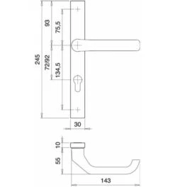 EDI Profiltürgarnitur PAN 1200/K9/9203 Alu.F1 PZ F.TS 68-75mm EDI -Burgs Tienda tuerdruecker tuergriffgarnitur anti panikbeschlag einzelteile 1534510 czm