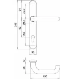 EDI Profiltürgarnitur Kronos 1300/K2/035 VA EST PZ EDI -Burgs Tienda tuerdruecker tuergriffgarnitur anti panikbeschlag einzelteile 1534519 czm 4