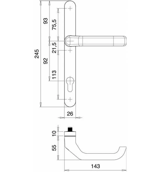 EDI Profiltürgarnitur Atlas 1200/0026 Alu.F1 PZ F.TS 68-73mm EDI 2 EDI Profiltürgarnitur Atlas 1200/0026 Alu.F1 PZ F.TS 68-73mm EDI - Image 2