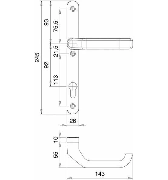 EDI Profiltürgarnitur Atlas 1200/0026 Alu.F1 PZ F.TS 68-73mm EDI 3 EDI Profiltürgarnitur Atlas 1200/0026 Alu.F1 PZ F.TS 68-73mm EDI - Image 3