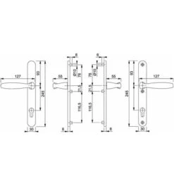 Hoppe Profil-Garnitur NY 1810/3346 Alu.F9016 PZ F.TS 57-62mm -Burgs Tienda tuerdruecker tuergriffgarnitur anti panikbeschlag einzelteile 1534664 czm