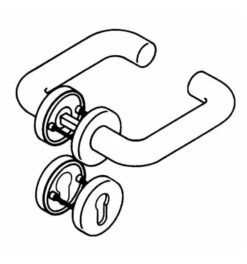 HEWI FS-Garnitur 111R11.230 Ku.90 D/D TS 48-58mm PZ Rd DIN L/R -Burgs Tienda tuerdruecker tuergriffgarnitur feuerschutzbeschlag einzelteile 1499698 czm