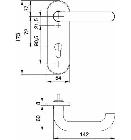 EDI FS-Garnitur Targa/K FS 103/103 AP VA F00 D/D TS 38-58mm PZ Rd DIN L/R 2 EDI FS-Garnitur Targa/K FS 103/103 AP VA F00 D/D TS 38-58mm PZ Rd DIN L/R – Bild 2