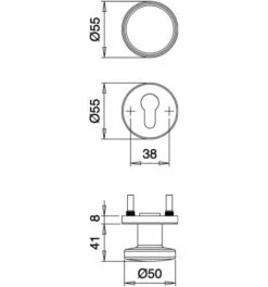 EDI FS-Garnitur Riva FS K7/103 Alu.F1 D/K TS 38-58mm PZ Rd.DIN L/R -Burgs Tienda tuerdruecker tuergriffgarnitur feuerschutzbeschlag einzelteile 1535797 czm 1