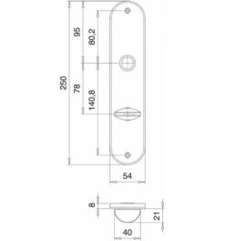 Renovierschild 206 WC VA F00 WC Entf.78mm EDI -Burgs Tienda tuergriff tuerdrueckerpaar feuerschutzbeschlag einzelteile 1535765 czm