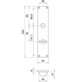 Renovierschild 220 WC VA F00 WC Entf.78mm EDI -Burgs Tienda tuergriff tuerdrueckerpaar feuerschutzbeschlag einzelteile 1535771 czm