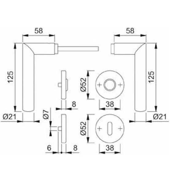 Hoppe Rosettegarnitur SST E1420Z /42KV/42KVS-R/L F69 8 PZ 2 Hoppe Rosettegarnitur SST E1420Z /42KV/42KVS-R/L F69 8 PZ – Bild 2