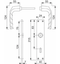 Hoppe Zimmertür-Drückergarnitur , BB, E72VK8 Birmingham Mit Langschild, ALU, F2 -Burgs Tienda weitere 116916 czm
