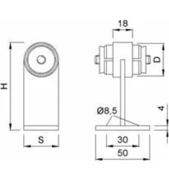 KWS OT-Mittelstütze, WS 8393, Gerade, DIN Links-Rechts, Edelstahl Matt Gebürstet -Burgs Tienda zubehoer stossgriff einzelteile 181961 czm